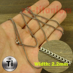 2.2mm Titanium 65 / 60 / 55mm Curb chain Clavicle necklace anti-allergy XTi209 - Picture 1 of 6