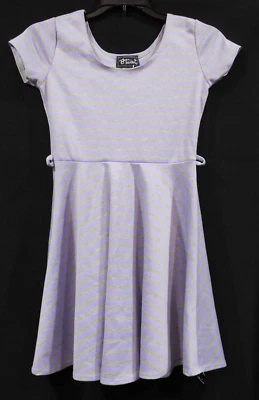 NUEVO CON ETIQUETAS - Vestido patinador a rayas manga corta para niña de BTween - púrpura/gris - 10/12 Foto 1 de 2