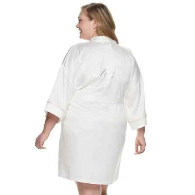 Nuevo con etiquetas Apt. Bata de boda de recién casada 9 para mujer talla XL blanca satinada "MRS." Foto 1 de 4