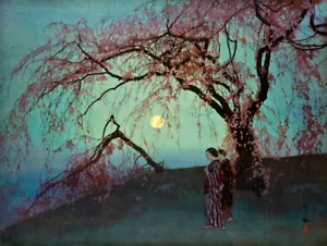 Japanese Art Woodblock Print, Kumoi-Sakura, Kumoi Cherry Trees YOSHIDA HIROSHI - Picture 1 of 2