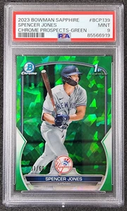 2023 Bowman Sapphire 1er VERDE / 60 Spencer Jones BCP-139 Yankees PSA 9 - Imagen 1 de 2