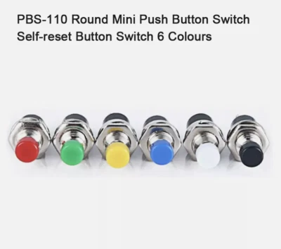 PBS-110 Round Mini Push Button Switch Self-reset Button Switch 6 Colours - Image 1 of 4