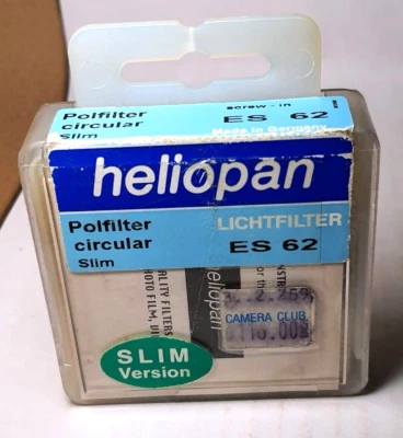 Heliopan 62mm Circular Polarizer Polarizing CPL Glass Lens Filter E62 Germany Po - Image 1 of 2