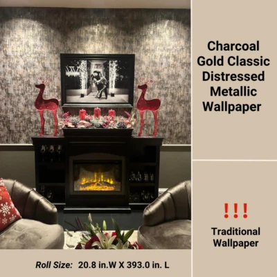 2 Rolls@ 10m Modern Decor Wallpaper Industrial Brown Metallic Texture Wall Paper - Image 1 of 4