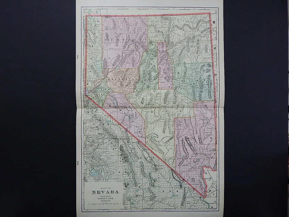Mapa del estado de Nevada 1901, George F. Cram W18#16 Foto 1 de 1
