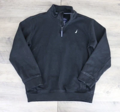 Nautica Boys Youth Size XL 18/20 1/4 Zip Mock Fleece Pullover Sweatshirt Black - Image 1 of 4