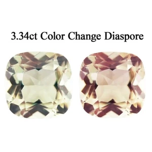 Impecable 3.34ct Cojín Corte Cambio Color Diáspora 100% Natural Extraído en Pavo - Imagen 1 de 9