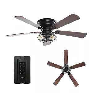 Ceiling Fans with Lights and Remote, Farmhouse Flush Mount Ceiling Fan with L... - Picture 1 of 9