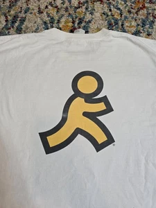 Vintage 90's AOL America Online Running Man Graphic T-Shirt M/L DISTRESSED - Picture 1 of 10