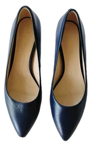 Cole Haan Shoes Sz 8 Navy Blue Leather Kitten Heels Pointed Toe Women's Pumps B - Picture 1 of 11