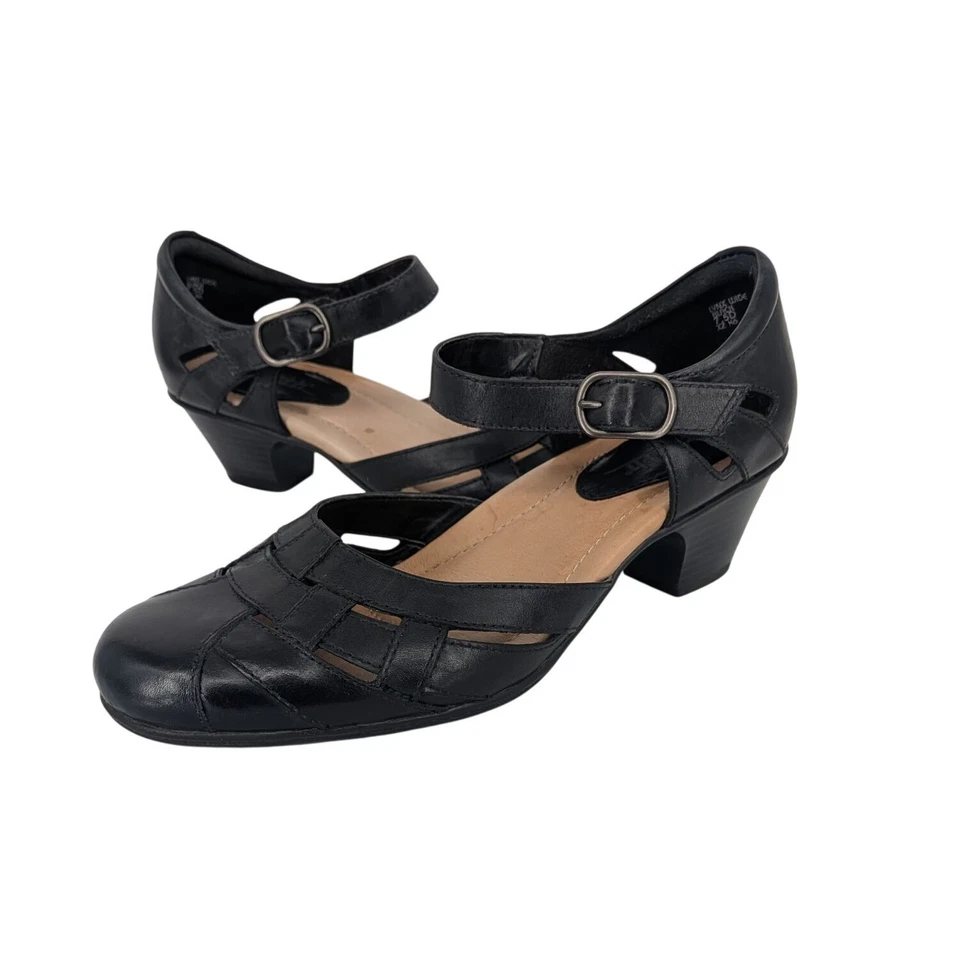 Earth Leather Mary Jane Block Heels Shoes Women Size 7.5D Lynx Wide Comfort Work - Image 1 of 4