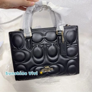 Neu mit Etikett Coach Maggie kleine Beuteltasche aus charakteristischem Leder in Schwarz CY670 - Bild 1 von 9