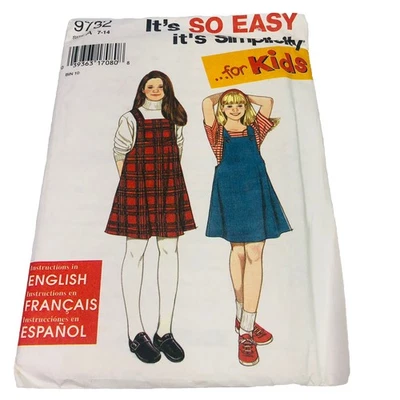 Simplicity 9732 Girls Jumper Dress Pattern Sz 7-14 UC FF - Image 1 of 4