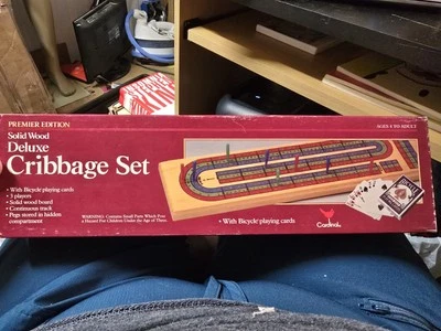 Vintage 1993 Premier Edition Deluxe Solid Wood Cribbage Set Board Game Cardinal - Image 1 of 4