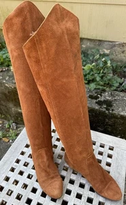 VTG 80’s Peter Pan Hippie Boho Women’s Brown Suede Tall Knee-High Boots Sz 8.5 - Picture 1 of 12