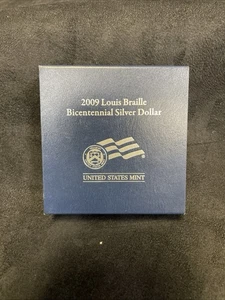 2009 Louis Braille Bicentennial US Mint Silver Dollar OGP & COA - Picture 1 of 7
