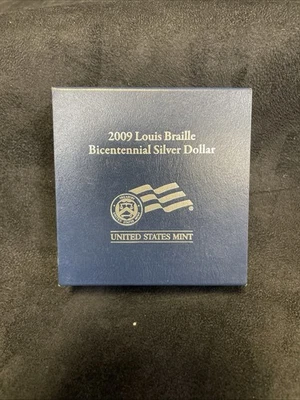 2009 Louis Braille Bicentennial US Mint Silver Dollar OGP & COA - Image 1 of 4