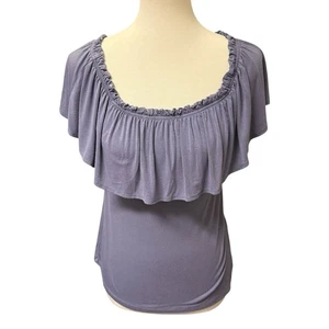Abercrombie & Fitch Rüschen Off Shoulder Top XS Lila Boho Bauern Bluse - Bild 1 von 10