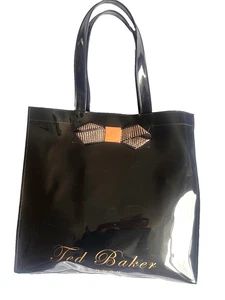 Ted Baker London Black PVC Tote Bag with Bow Women’s Shopper Handbag Shoulder - Picture 1 of 14