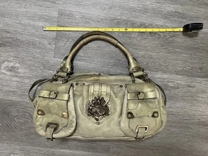 Vintage Juicy Couture Y2K Taupe Leather Bag Royal Scottie Dog Crown Stud Handbag - Picture 1 of 20