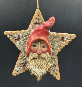 Pam Schifferl PS 4” SANTA STAR Folk Art Christmas Ornament Midwest Cannon Falls - Picture 1 of 8