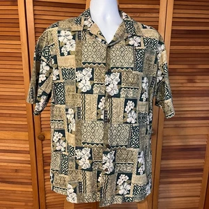 IOLANI MEN'S SZ LARGE COTTON SS HAWAIIAN SHIRT - MADE IN HAWAII - Picture 1 of 6
