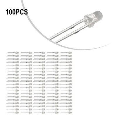 100pcs Super Bright LED 3mm Rouge/ Bleu/ Vert / Blanc/Jaune Transparent Ampoule - Photo 1/4