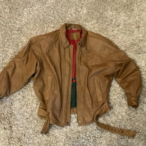Hunt Club Woman's M Vintage Dark Tan Leather Padded Shoulder Coat Jacket - Picture 1 of 5