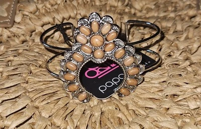 Paparazzi ZEN Play On - Marrom - Pedras Marrons Carmel Cafe - Bracelete de Prata - Imagem 1 de 2