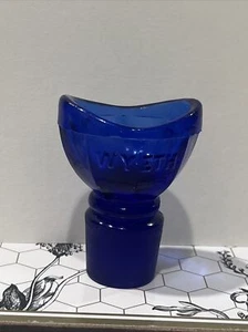 VINTAGE WYETH COBALT BLUE GLASS EYE WASH CUP STOPPER - Picture 1 of 8