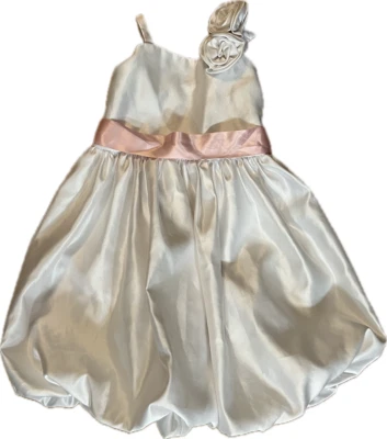 Sweet Kids США с гофрированными розами, причастие/цветок девочка с съемный розовый пояс sz 4 - Изображение 1 из 2