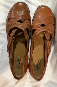 Clarks Bendables braune Leder Halbschuhe Gr. 11 Ashland Spin Q Mary Jane verstellbar - Bild 1 von 8