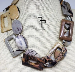 Necklace IN Paintbrush Jasper And Silver - Picture 1 of 3
