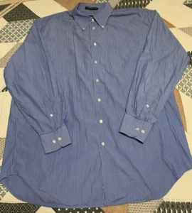 Nautica Shirt Men's Button-Down Plaid Long Sleeve Navy Size 18 34/35 - Picture 1 of 9