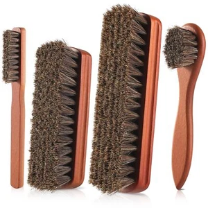 4 Pcs Shoe Brush, Boot Brush, Horse Hair Brush for Leather, Shoe Polish Brush - Picture 1 of 6