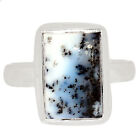 Natural Merlinite Dendritic Opal - Turkey 925 Silver Ring Jewelry S.7 Cr45007