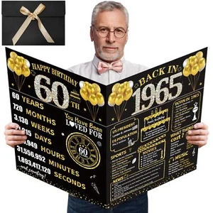 Large 60th Birthday Card With Envelope Black Gold Happy 60th Birthday Giant G... - Picture 1 of 6