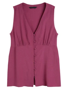 NEW LADIES BERRY SLEEVELESS BUTTON THROUGH BLOUSE BY NEXT SIZES 8-20 - Picture 1 of 3