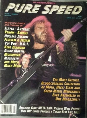 rare PURE SPEED MAGAZINE, SLAYER, CRO-MAGS, DRI, METALLICA POSTER, DEATH, 1989 - Image 1 of 4