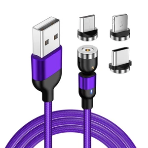 360+180° Rotate USB Adapter Magnetic Charging Cable Cord For iPhone Type-C Micro - Picture 1 of 18
