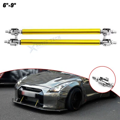 Pair Eye-Catching Gold Front Bumper Lip Diffuser Strut Rod For Nissan Infiniti - Image 1 of 4