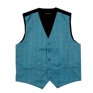 Men's Teal Pattern Tuxedo Vest Formals Weddings Proms Fashion Waistcoat - Picture 1 of 2