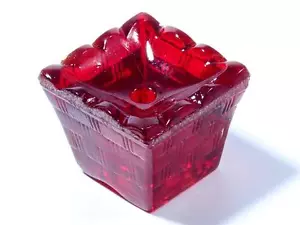 Vintage Czech transparent red glass decorative square mini plant pot dolls house - Picture 1 of 4