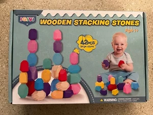 igivii Wooden Stacking Stones 42ct New - Picture 1 of 2