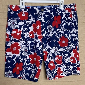 Brooks Brothers Shorts Mens Blue Red White Welt Pockets Flowers Allover Print - Picture 1 of 12