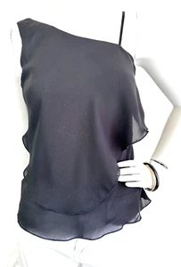 Elizabeth and James Top Ruffle Front One Shoulder Sleeveless Black Size X-Small - Picture 1 of 5