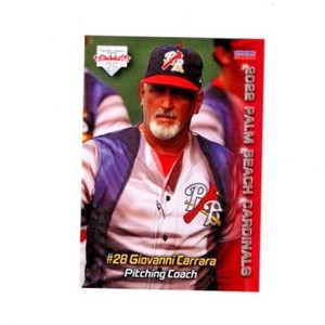 Giovanni Carrara 2022 Palm Beach Cardinals baseball team card Pitching Coach
