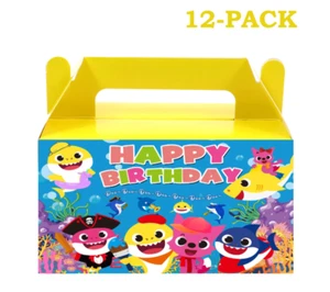 Shark Birthday Party Favor Boxes, 6.5 x 3.3 inches, Yellow and Blue Ocean Theme - Picture 1 of 5