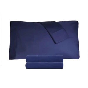 300 Thread Count 100% Cotton Percale Bed Sheets Solid Deep Pocket Sheet Set - Picture 1 of 64
