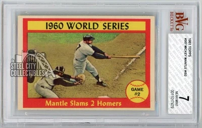 Tarjeta de la Serie Mundial de Béisbol Mickey Mantle 1961 Topps #307 en muy buen estado 7 Foto 1 de 2